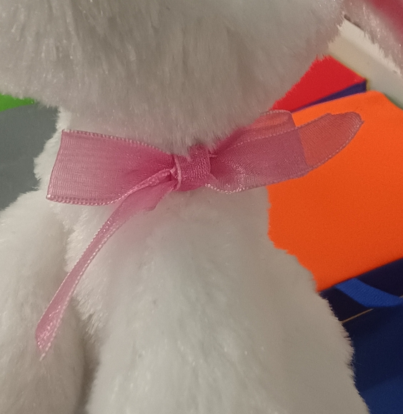Bunny Plush White Rabbit Spring Easter Hare Lovey Stuffed Animal Made in USA - Picture 8 of 10